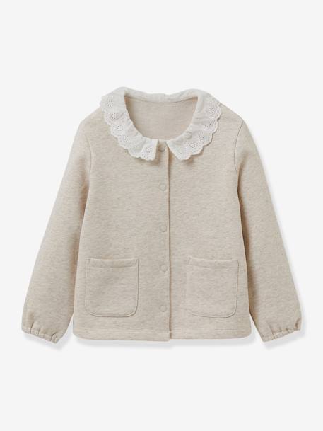 Fleece Cardigan in Organic Cotton for Girls, by CYRILLUS ecru 