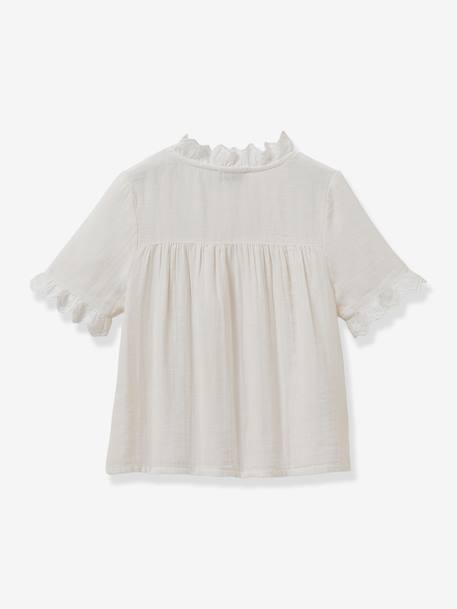 Shirt in Organic Cotton Gauze for Girls, by CYRILLUS ecru 