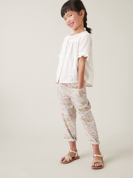 Shirt in Organic Cotton Gauze for Girls, by CYRILLUS ecru 