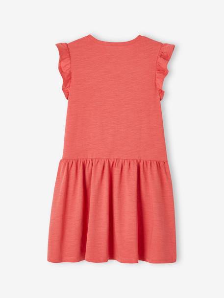 Dress with Ruffle on the Sleeves, for Girls aqua green+mauve+red 