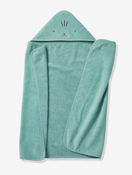 Bath Cape, Essentials for Babies, in recycled cotton green+peach+sandy beige 