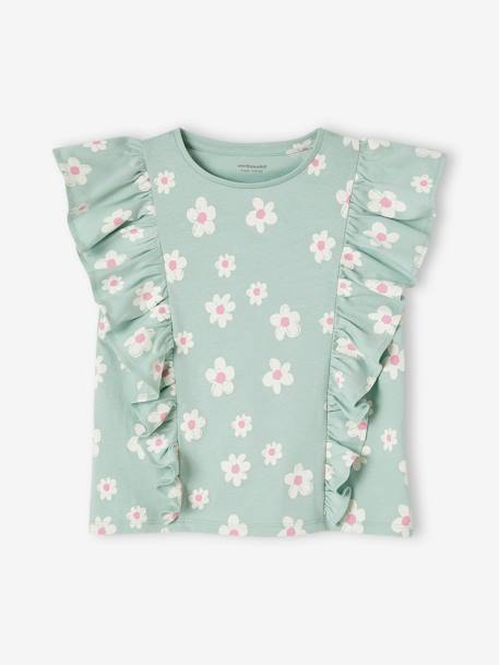 T-Shirt + Shorts Combo for Girls aqua green+pale pink+rose 