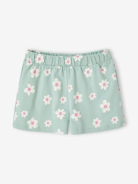 T-Shirt + Shorts Combo for Girls aqua green+pale pink+rose 