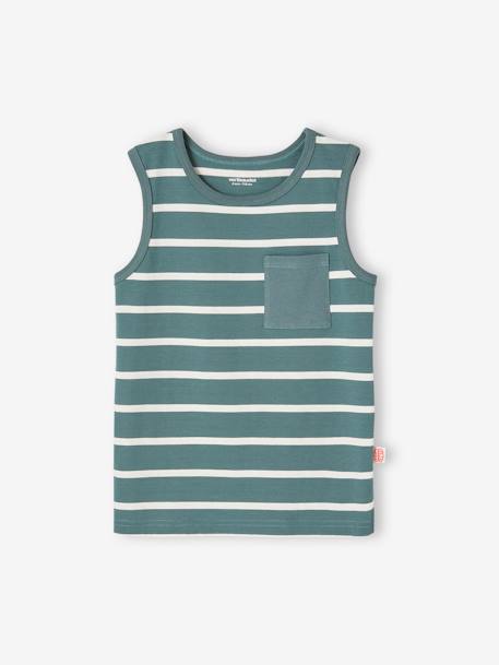 Striped Tank Top for Boys aqua green 