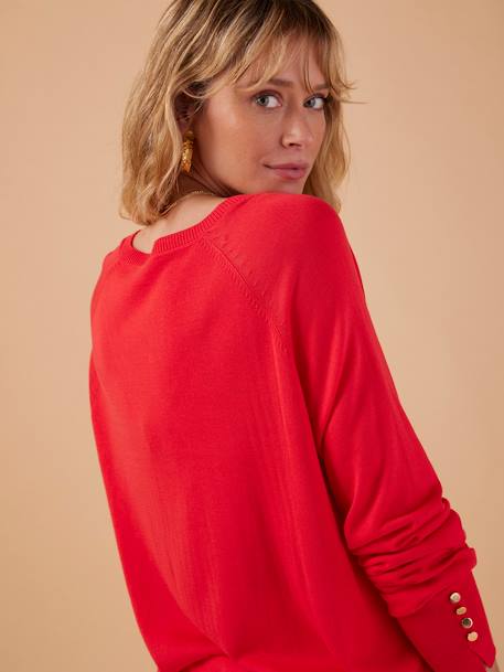 Fine Knit Jumper for Maternity, ENVIE DE FRAISE pomegranate+white 