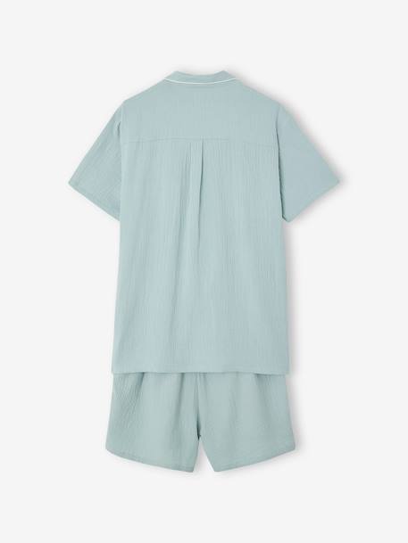 Short Pyjamas in Cotton Gauze for Men sage green 