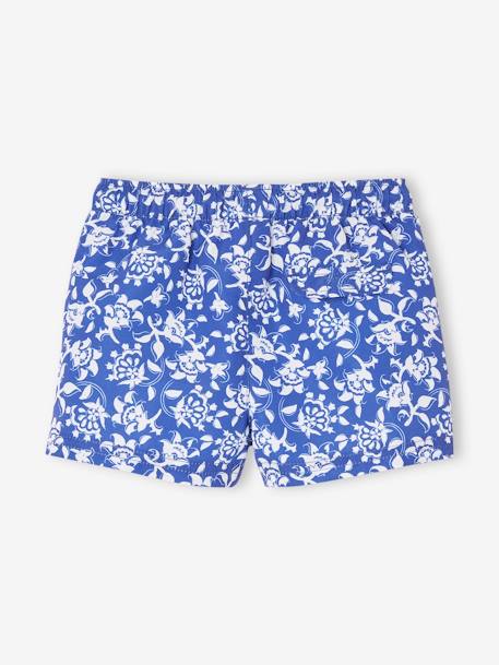 Swim Shorts with Stylised Flowers Print for Baby Boys printed blue 