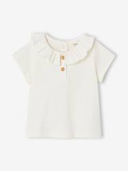 -Rib Knit T-Shirt with Frilled Collar for Babies