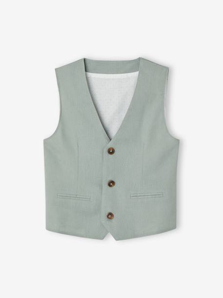 Occasion Wear Cotton/Linen Waistcoat for Boys Beige+blue+Dark Blue+sage green 