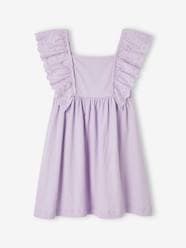 Dress with Ruffles in Broderie Anglaise & Creased Effect, for Girls