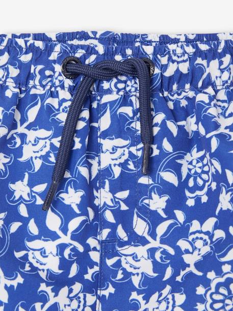 Swim Shorts with Stylised Flowers Print for Baby Boys printed blue 