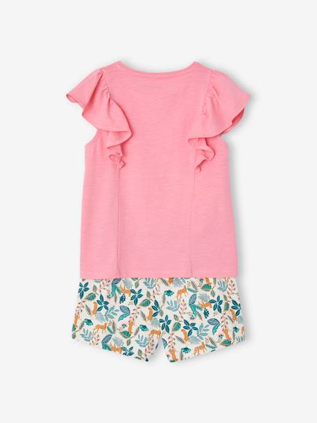 T-Shirt + Shorts Combo for Girls aqua green+pale pink+rose 