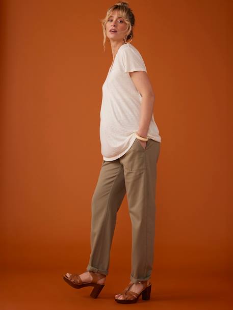 Cargo-Type 7/8 Trousers for Maternity by ENVIE DE FRAISE khaki 