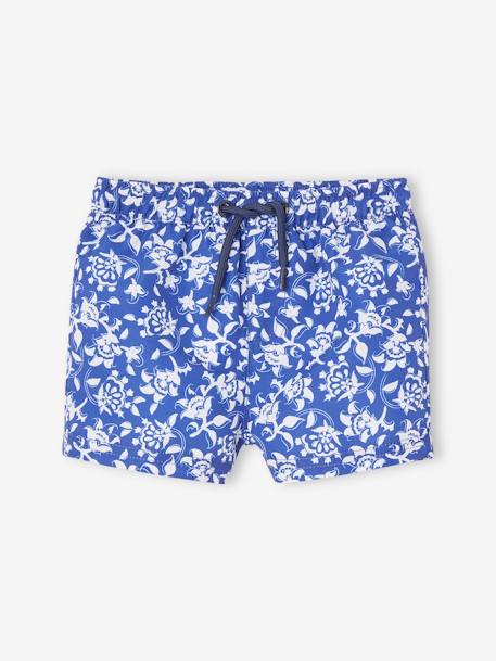 Swim Shorts with Stylised Flowers Print for Baby Boys printed blue 