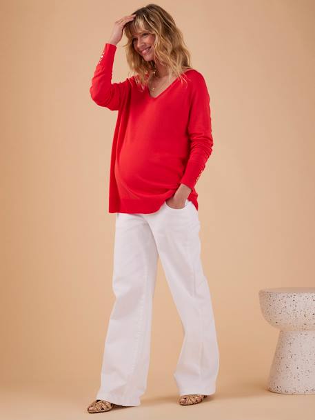 Fine Knit Jumper for Maternity, ENVIE DE FRAISE pomegranate+white 