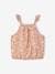 Cropped Blouse with Floral Print, Ruffles on the Straps, for Girls rosy apricot 