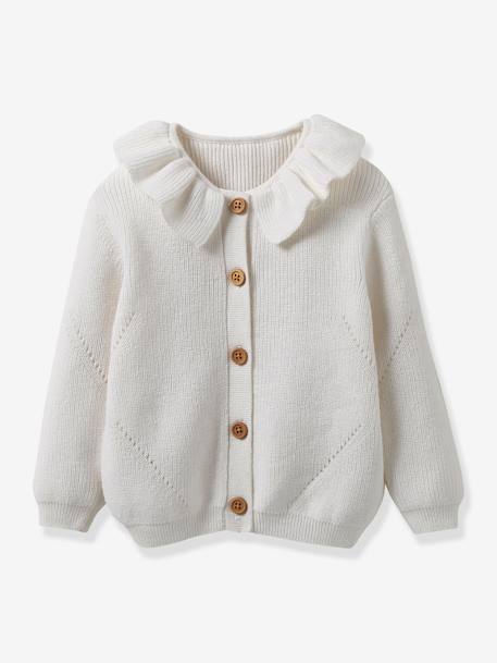 Cardigan in Organic Cotton & Wool for Babies, by CYRILLUS ecru 