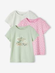 Girls-Tops-Pack of 3 Assorted T-shirts, Iridescent Details for Girls