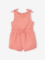 -Dual Fabric Playsuit with Bows for Babies