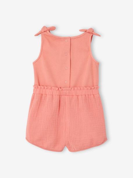 Dual Fabric Playsuit with Bows for Babies coral 