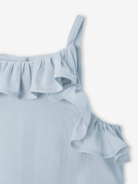 Ensemble for Babies: Blouse with Straps + Embroidered Shorts crystal blue 