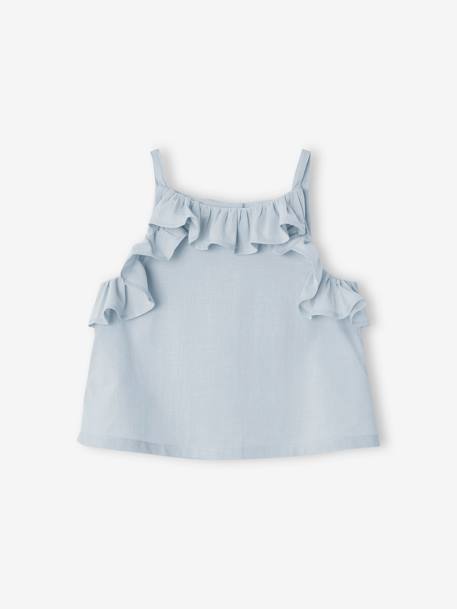 Ensemble for Babies: Blouse with Straps + Embroidered Shorts crystal blue 