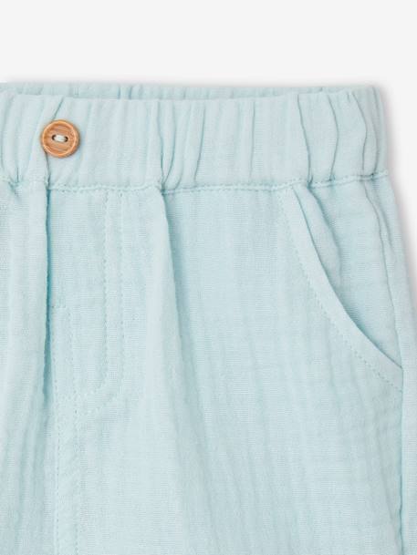 Shorts in Cotton Gauze for Babies blue+ecru+royal blue 