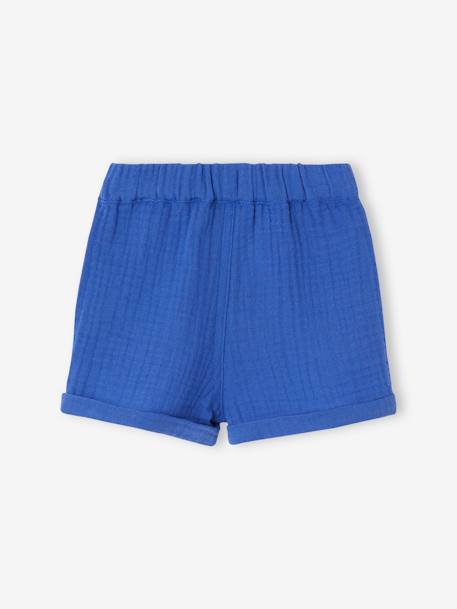 Shorts in Cotton Gauze for Babies blue+ecru+royal blue 