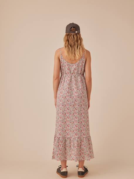 Strappy Dress with Flower Motifs for Maternity, ENVIE DE FRAISE ecru 