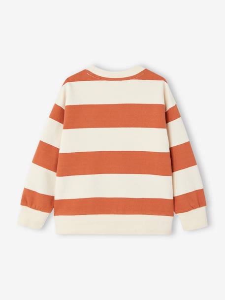 Sweatshirt with Wide Stripes & Bouclé Badge for Boys apricot+night blue 