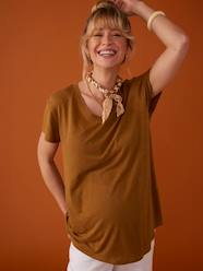 Maternity-T-shirts & Tops-Linen T-Shirt for Maternity, V-Neck, by ENVIE DE FRAISE