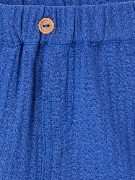 Shorts in Cotton Gauze for Babies blue+ecru+royal blue 