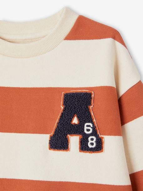 Sweatshirt with Wide Stripes & Bouclé Badge for Boys apricot+night blue 