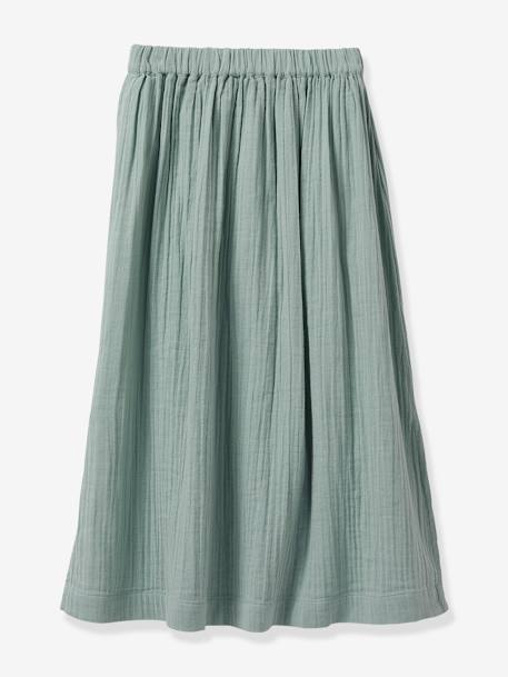 Long Skirt in Double Cotton Gauze by CYRILLUS aqua green 