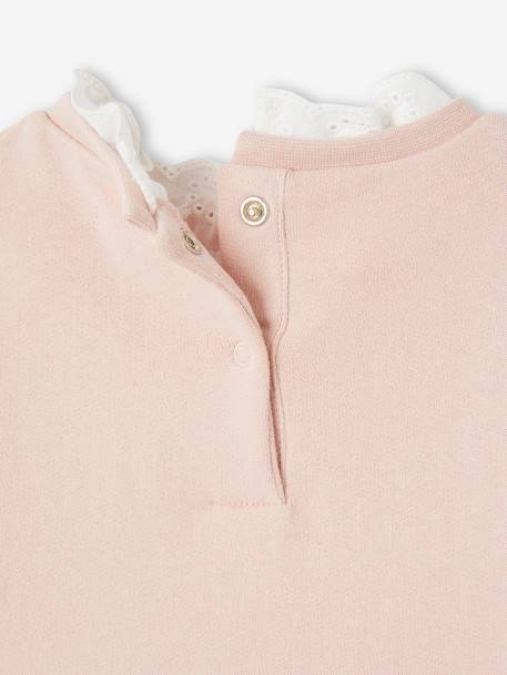 Sweatshirt with Broderie Anglaise Collar for Babies rosy 