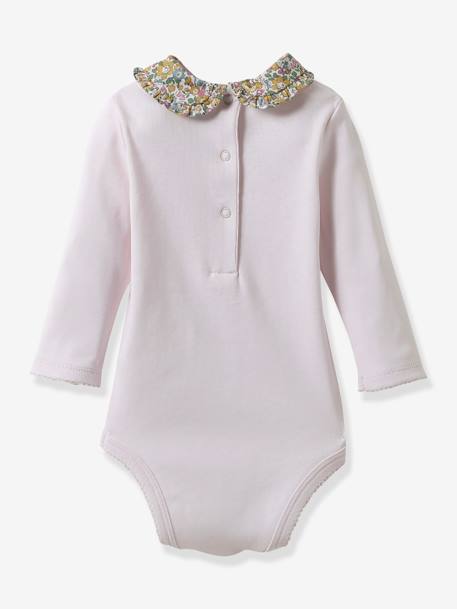 Bodysuit in Organic Cotton with Liberty Fabric Collar for Babies, by CYRILLUS yellow 