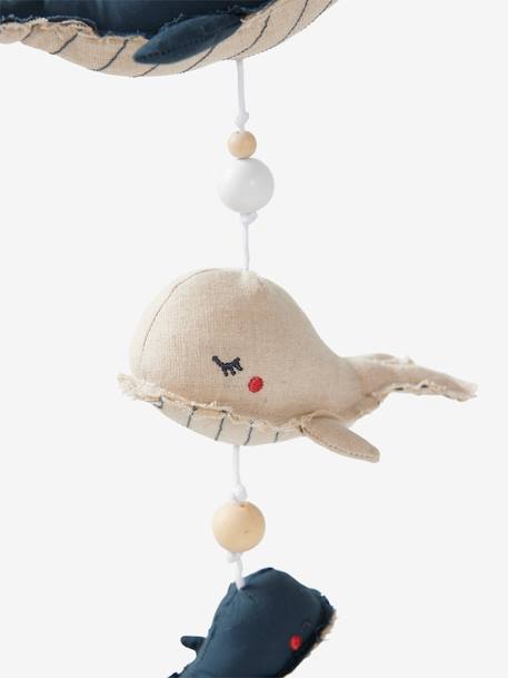 Whales Musical Mobile, Navy Sea marl beige 