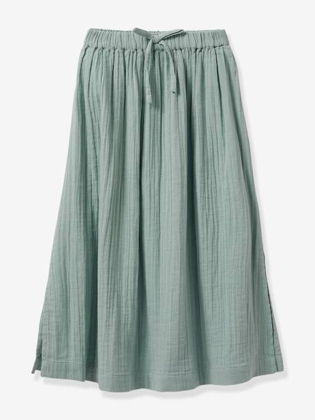 Long Skirt in Double Cotton Gauze by CYRILLUS aqua green 