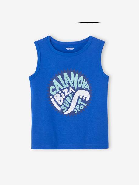 Tank Top for Boys electric blue+marl grey+terracotta 