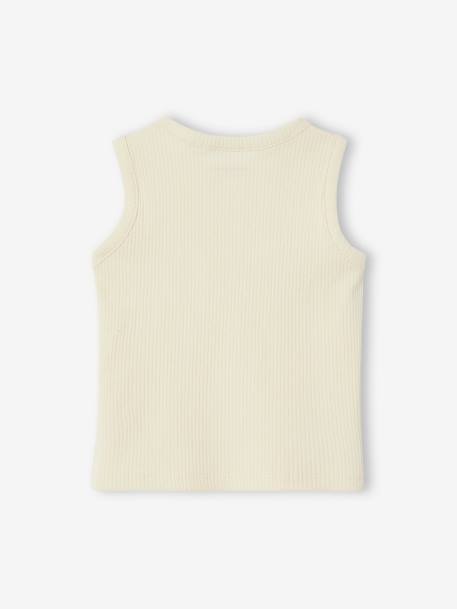 Sleeveless Rib Knit Top for Babies ecru+sky blue 