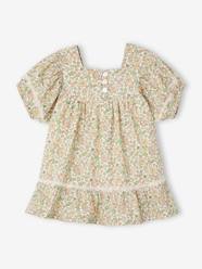 -Floral Dress with Lace Details for Babies