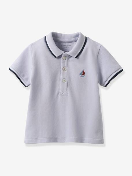 Piqué Knit Polo Shirt in Organic Cotton for Babies, by CYRILLUS grey blue 