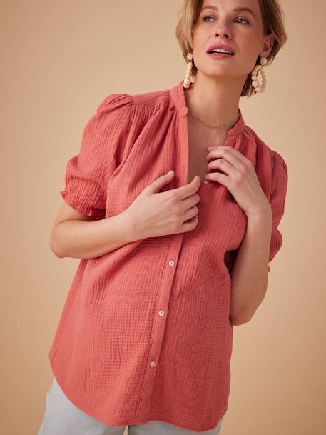 Cotton Gauze Blouse for Maternity by ENVIE DE FRAISE old rose 