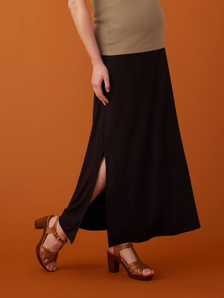 Long Skirt in Jersey Knit for Maternity, ENVIE DE FRAISE black 