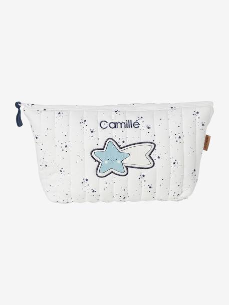 Toiletry Bag in Cotton for Children ecru+printed pink 