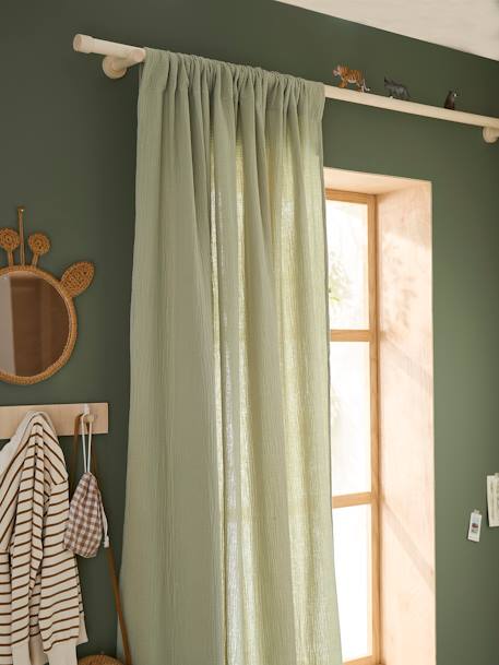 Semi-sheer Rod Pocket Curtain in Cotton Gauze cinnamon+ecru+grey blue+rosy+sage green 