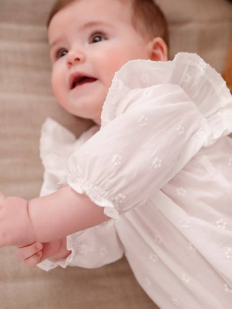 Embroidered Long Sleeve Blouse for Newborn Babies white 