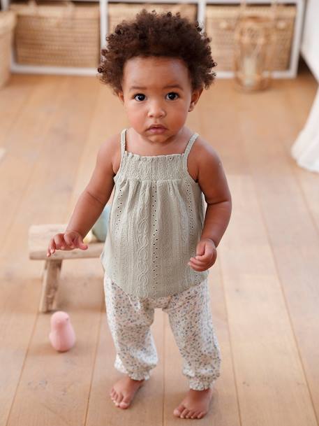 Strappy Fancy Knit Top for Babies sage green 