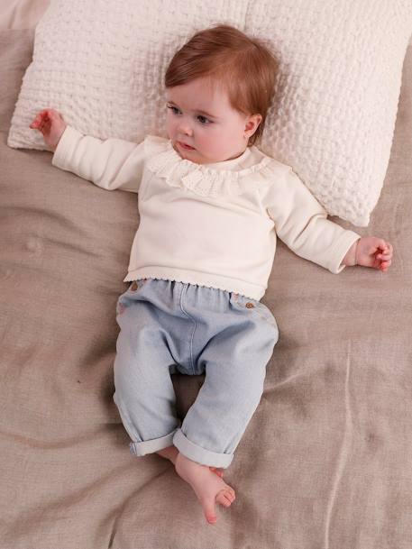 Sweatshirt with Broderie Anglaise Ruffle for Newborn Babies ecru 