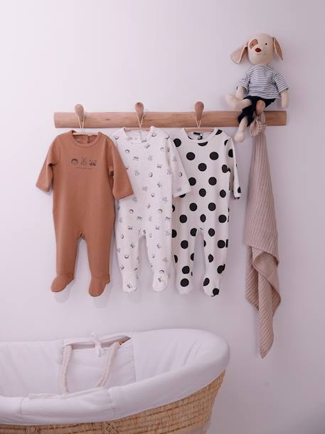 Pack of 3 Interlock Sleepsuits for Babies, BASICS cappuccino+grey blue+rose 